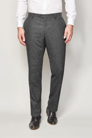 Charcoal Textured Tailored Fit Suit Trousers